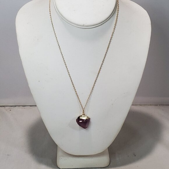 Banana Republic gold-toned chain w/faceted amethyst-colored nugget stone - Picture 1 of 8